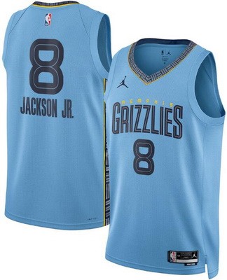 Men's Memphis Grizzlies #8 Jaren Jackson Jr Light Blue Statement Heat Press Jersey