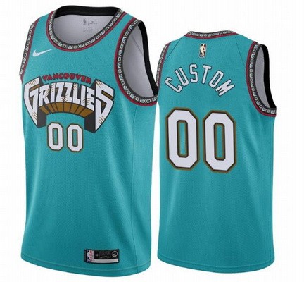 Men's Memphis Grizzlies Custom Aqua Classic Icon Hot Press Jersey