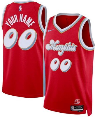 Men's Memphis Grizzlies Custom Red 2024 City Heat Press Jersey