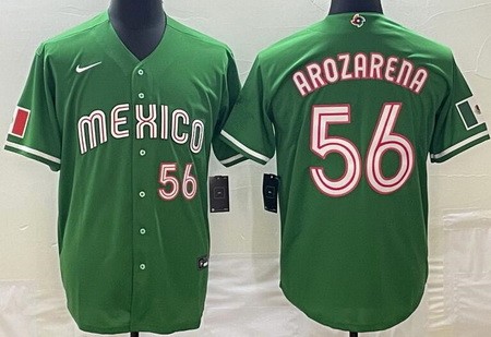 Men's Mexico #56 Randy Arozarena Green Player Number 2023 World Baseball Classic Cool Base Jersey