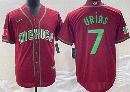 Men's Mexico #7 Julio Urias Red 2023 World Baseball Classic Cool Base Jersey