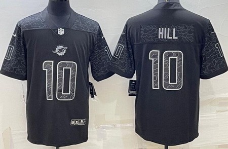 Men's Miami Dolphins #10 Tyreek Hill Limited Black RFLCTV Jersey