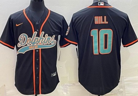 Men's Miami Dolphins #10 Tyreek Hill Limtied Black Baseball Jersey