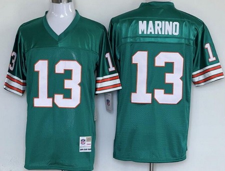 Men's Miami Dolphins #13 Dan Marino Aqua Throwback Jersey