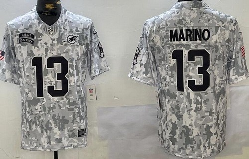 Men's Miami Dolphins #13 Dan Marino Limited Arctic Camo 2024 Salute to Service Jersey