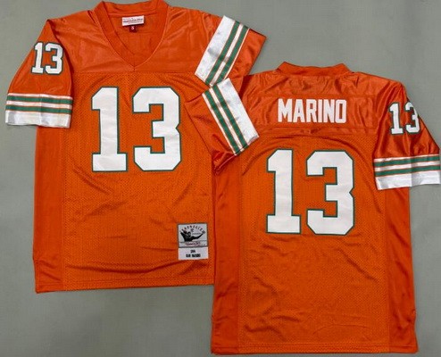Men's Miami Dolphins #13 Dan Marino Orange 1984 Throwback Jersey