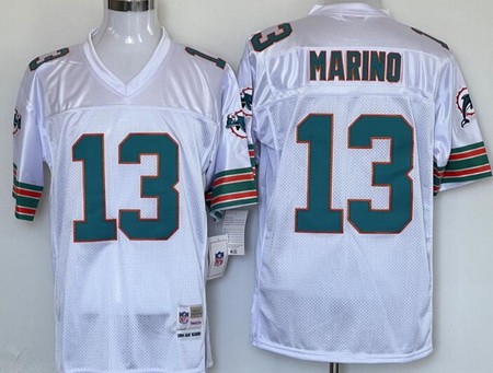 Men's Miami Dolphins #13 Dan Marino White Throwback Jersey