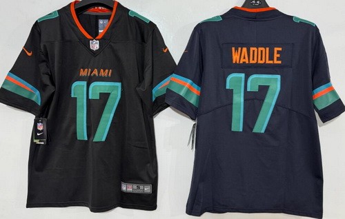 Men's Miami Dolphins #17 Jaylen Waddle Limited Black Rivalries Vapor Jersey