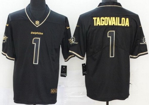Men's Miami Dolphins #1 Tua Tagovailoa Limited Black Gold 2019 Vapor Untouchable Jersey