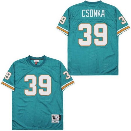 Men's Miami Dolphins #39 Larry Csonka Aqua 1972 Throwback Jersey
