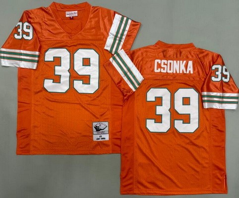 Men's Miami Dolphins #39 Larry Csonka Orange 1972 Throwback Jersey