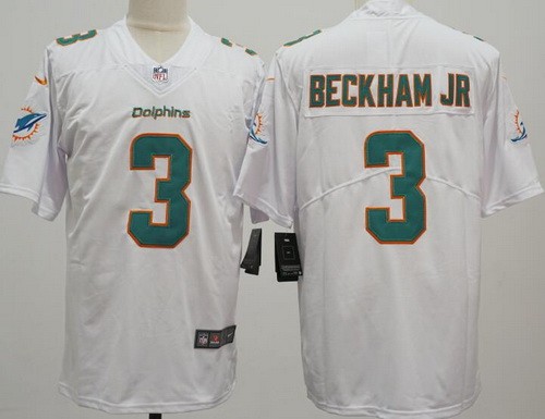 Men's Miami Dolphins #3 Odell Beckham Jr Limited White Vapor Jersey
