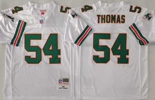 Men's Miami Dolphins #54 Zach Thomas White 2004 Throwback Jersey
