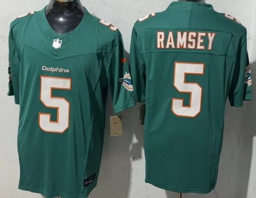 Men's Miami Dolphins #5 Jalen Ramsey Limited Aqua FUSE Vapor Jersey