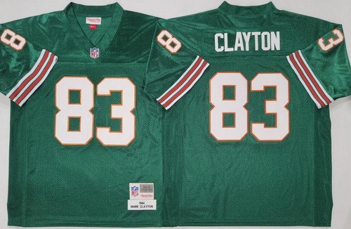 Men's Miami Dolphins #83 Mark Clayton Aqua 1984 Throwback Jersey