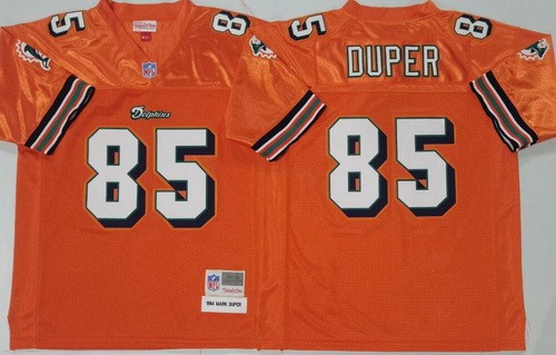 Men's Miami Dolphins #85 Mark Duper Orange 1984 Throwback Jersey