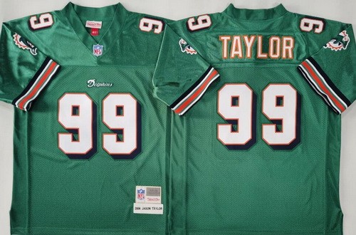 Men's Miami Dolphins #99 Jason Taylor Aqua 2006 Throwback Jersey