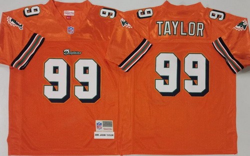 Men's Miami Dolphins #99 Jason Taylor Orange 2006 Throwback Jersey