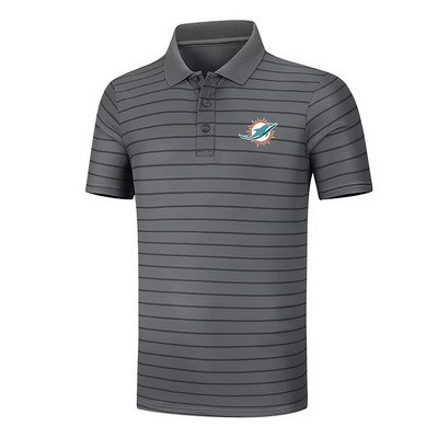 Men's Miami Dolphins Anthracite Collection Striped Performance Pique Polo