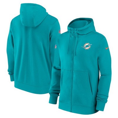 Men's Miami Dolphins Aqua Sideline Club Performance Full Zip Hoodie