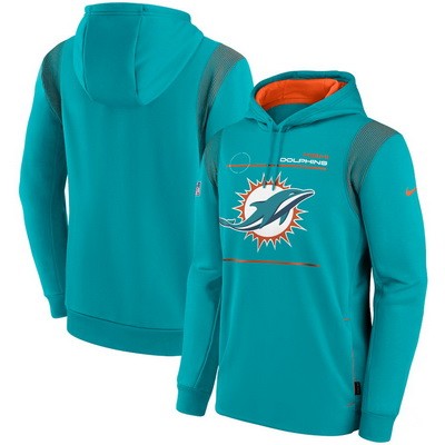 Men's Miami Dolphins Aqua Sideline Logo Performance Pullover Hoodie