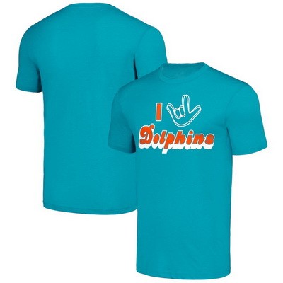 Men's Miami Dolphins Aqua The NFL ASL Collection by Love Sign Tri Blend T Shirt