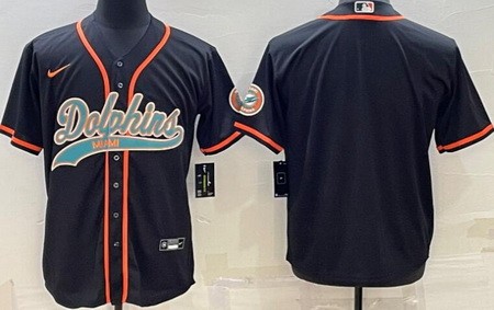 Men's Miami Dolphins Blank Black Baseball Jersey