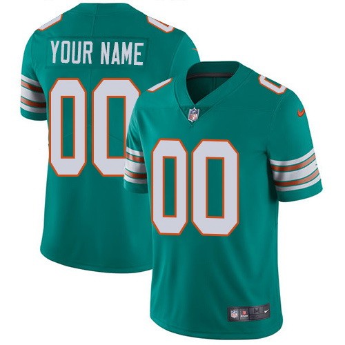 Men's Miami Dolphins Customized Limited Aqua Alternate Vapor Untouchable Jersey
