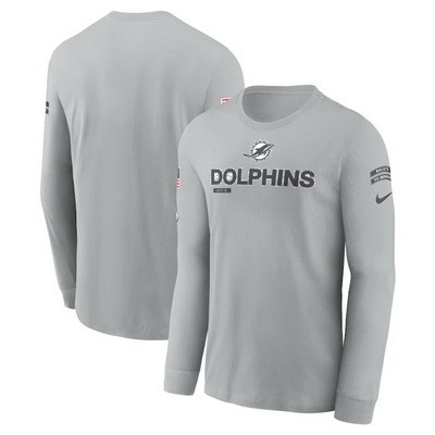 Men's Miami Dolphins Gray 2024 Salute To Service Long Sleeve T Shirt