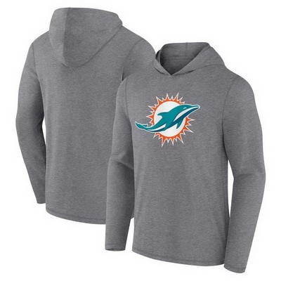 Men's Miami Dolphins Gray Primary Logo Long Sleeve T Shirt Hoodie