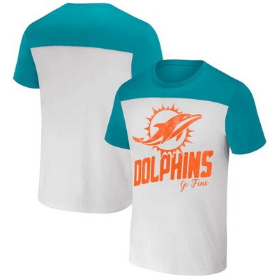 Men's Miami Dolphins White NFL x Darius Rucker Collection Colorblocked T Shirt