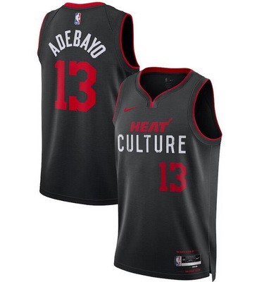 Men's Miami Heat #13 Bam Adebayo Black 2023 City Icon Heat Press Jersey