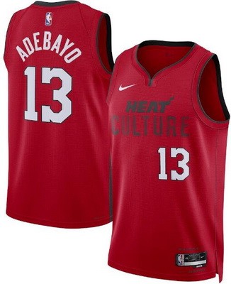 Men's Miami Heat #13 Bam Adebayo Red 2024 City Heat Press Jersey