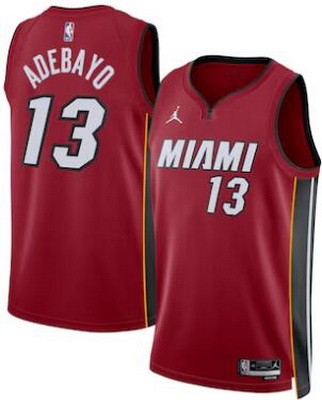 Men's Miami Heat #13 Bam Adebayo Red Statement Heat Press Jersey