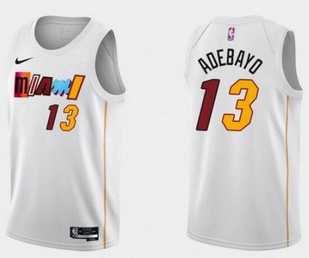 Men's Miami Heat #13 Bam Adebayo White 2022 City Icon Hot Press Jersey