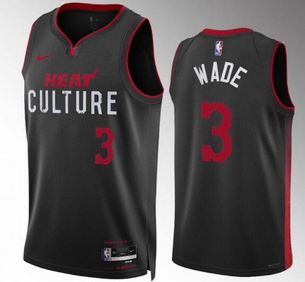 Men's Miami Heat #3 Dwyane Wade Black 2023 City Icon Heat Press Jersey