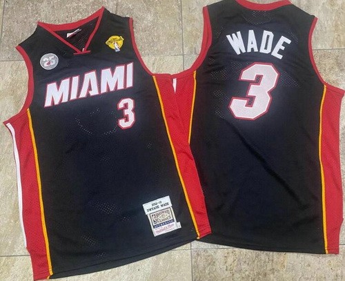 Men's Miami Heat #3 Dwyane Wade Black 25th 2012 Finals Authentic Jersey