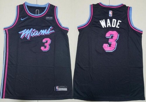 Men's Miami Heat #3 Dwyane Wade Black City Sponsor Swingman Jersey