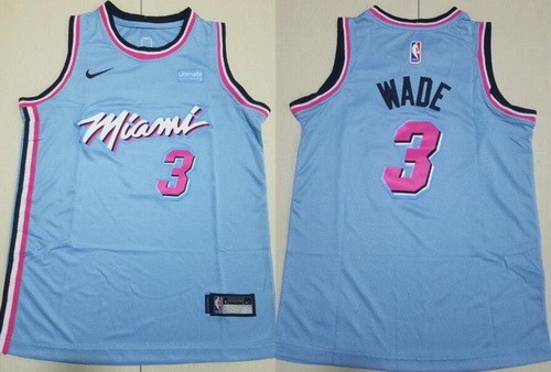 Men's Miami Heat #3 Dwyane Wade Blue City Sponsor Swingman Jersey