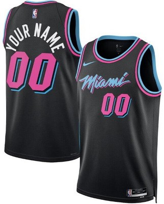 Men's Miami Heat Custom Black 2025 City Heat Press Jersey
