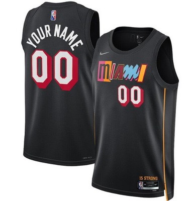 Men's Miami Heat Custom Black City Diamond 75th Icon Hot Press Jersey