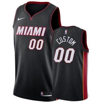 Men's Miami Heat Custom Black Icon Hot Press Jersey