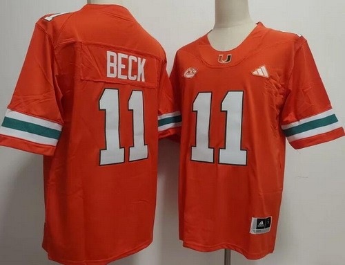 Men's Miami Hurricanes #11 Carson Beck Orange College Football Jersey