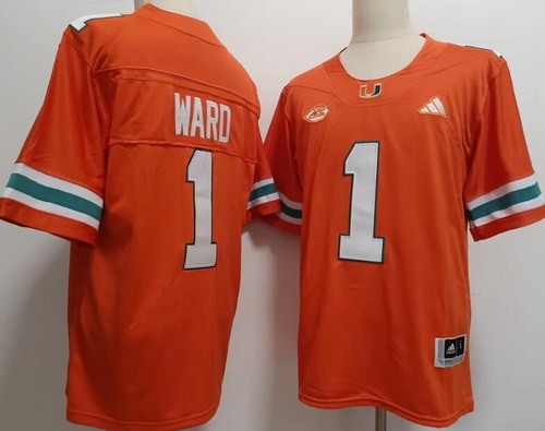 Men's Miami Hurricanes #1 Cam Ward Orange College Football Jersey