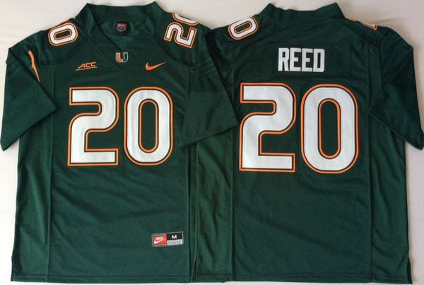 Men's Miami Hurricanes #20 Ed Reed Green 2018 College Football Jersey