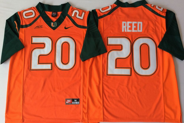 Men's Miami Hurricanes #20 Ed Reed Yellow 2018 College Football Jersey