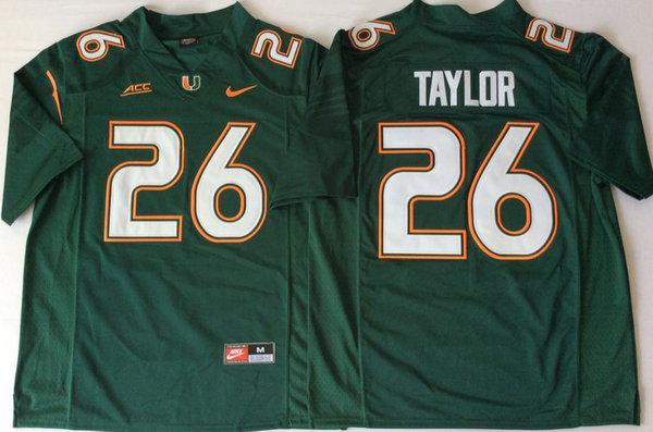 Men's Miami Hurricanes #26 Sean Taylor Green 2018 College Football Jersey