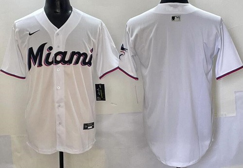 Men's Miami Marlins Blank White Limited Jersey