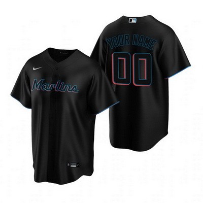 Men's Miami Marlins Customized Black Alternate 2020 Cool Base Jersey
