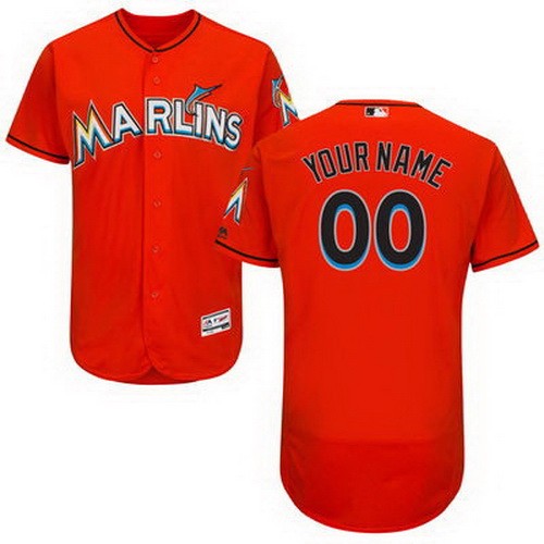 Men's Miami Marlins Customized Orange FlexBase Jersey